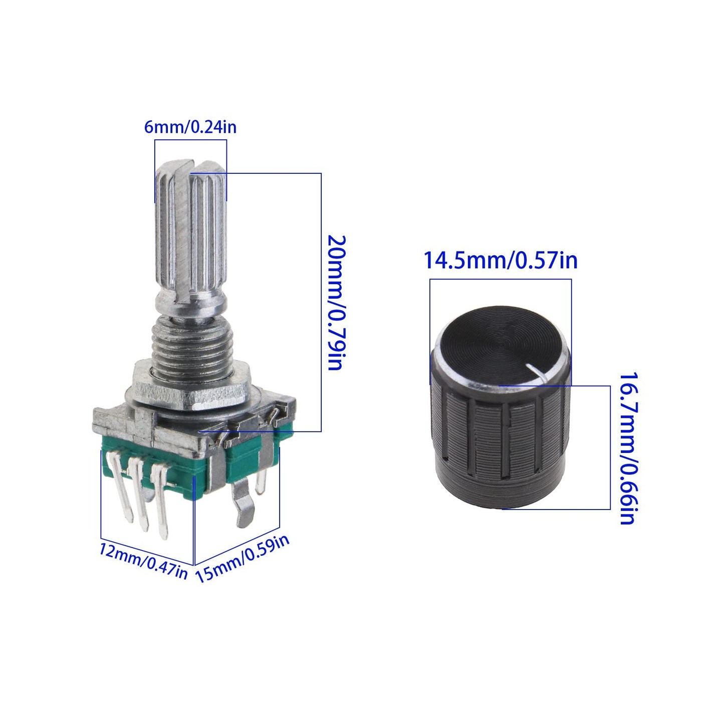 EC11 Rotary Encoder with Switch and 20mm Knob Cap