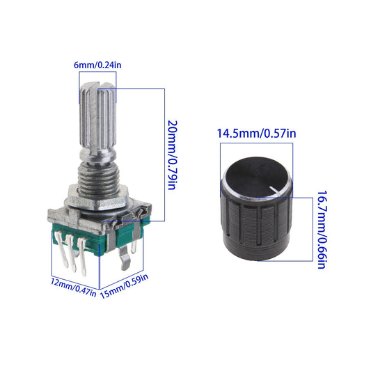 EC11 Rotary Encoder with Switch and 20mm Knob Cap