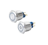 Latching Push Button with Led - White - 12V - 16mm