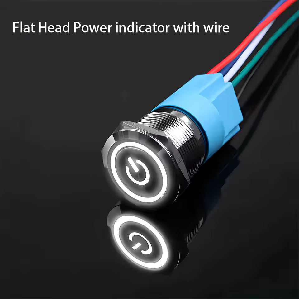 Latching Push Button with Led - White - 12V - 16mm | ATMOSFÆR ENGINEERING